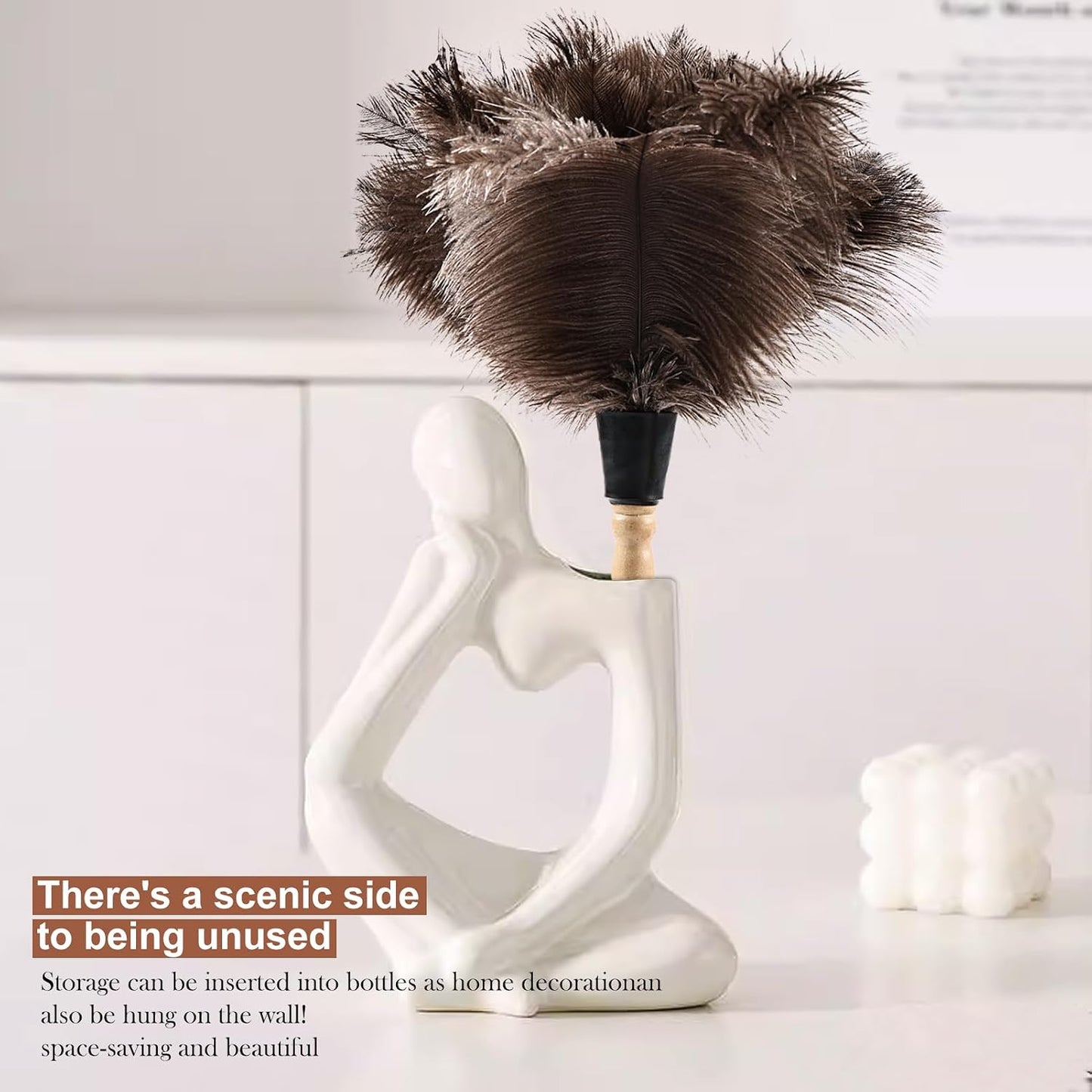 Extendable Cleaning Duster 94 Inch - Long Telescoping Ostrich Feather Dusters with Stainless Steel Extension Pole for High Ceiling Fan, High Ceilings,Roof Dusting