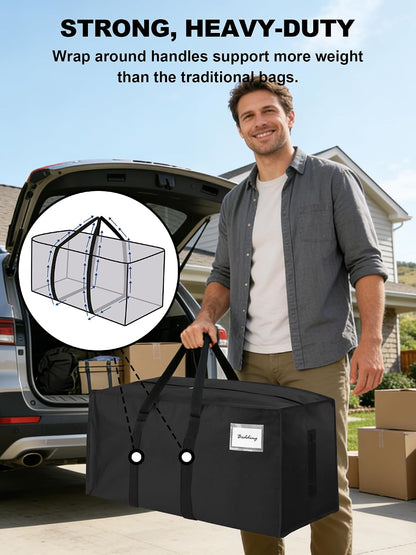 HOMESURE Supports 200lbs Heavy Duty Moving Bags - Strong Zipper & Wrap-Around Handles - Water-Resistant Storage Totes, Durable Alternative to Moving Boxes - 8 Pack - Semi-Transparent