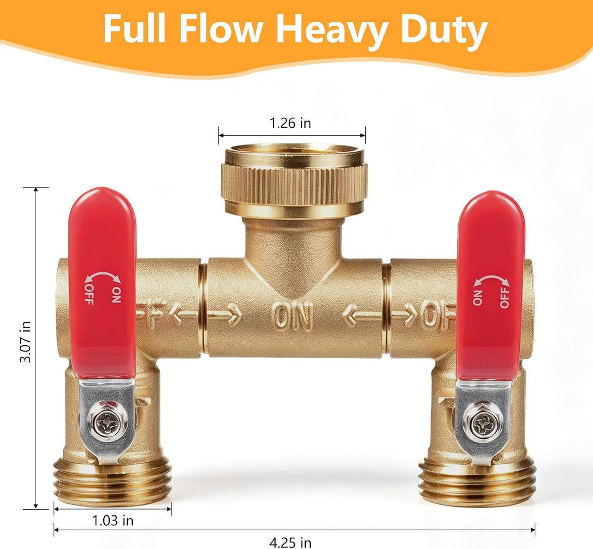Garden Water Hose Splitter - RV Water Splitter 2 Way Heavy Duty Brass Spigot Hose Splitter - Outdoor Y Hose Bib 2 Valves with 2 Extra Rubber Washers for 3/4" Hose Connector (Blue)