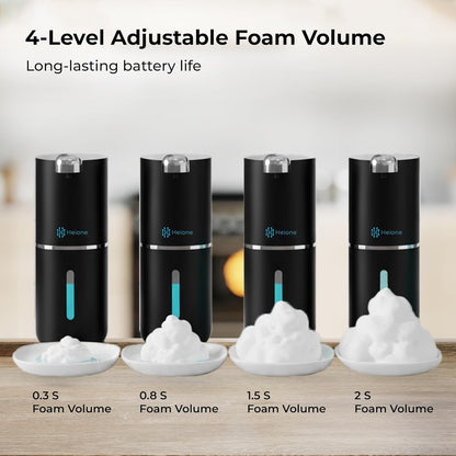 Automatic Touchless Foam Soap Dispenser - USB-C Rechargeable Foaming Soap Pump, IPX5 Waterproof for Bathroom & Kitchen, 12.8oz, Wall Mount or Countertop (Black)