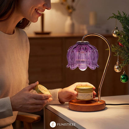 Funistree Flower Candle Warmer Lamp with Timer & Dimmer, Adjustable Height Candle Warmer, Christmas Birthday Gifts for Women Mom, House Warming New Home Decor, Wax Warmer with 2 Bulbs for Jar Candles