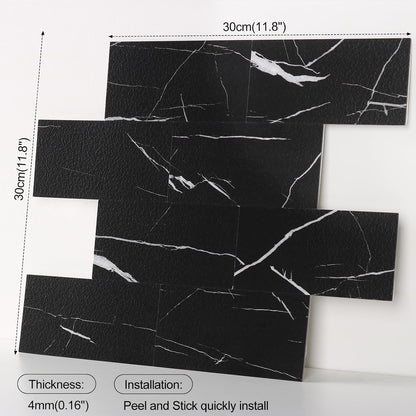 10- Sheet Polished White Peel and Stick Backsplash, 12’’Luxury PVC Ceramic Look Self Stick Subway Tiles, Waterproof Peel and Stick Wall Tiles for Kitchen and Bathrrom