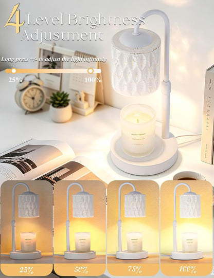 Briever Dimmable Candle Warmer Lamp with Timer, Height Adjustable Electric Candle Wax Warmer, Christmas Birthday Gifts for Women Mom, House Warming Gifts New Home Room Decor, Walnut Solid Wood Base