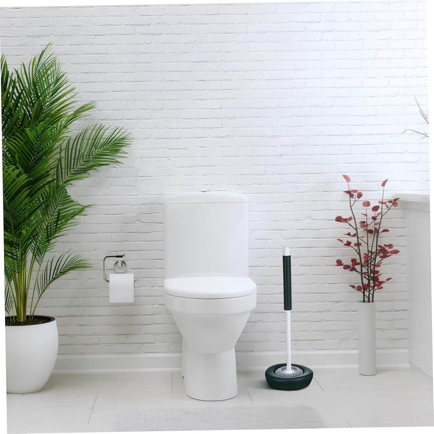 OUNONA 1set Silicone Toilet Brush Holder Quick Drying Toilet Bowl Scrubber for Household Cleaning Scratch Bristles Modern Design Construction Green