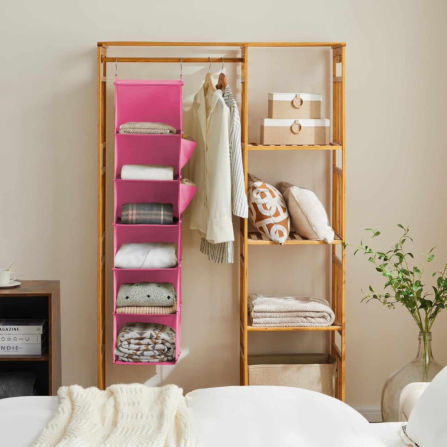 YOUDENOVA Hanging Closet Organizer, 6-Shelf Closet Hanging Storage Shelves, 2 Packs, Grey