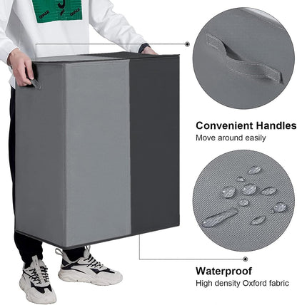 WOWLIVE Double Laundry Baseket with Lid and Removable Laundry Bags,154L Large Laundry Hamper 2 Section Collapsible Dirty Clothes Hamper for Laundry Room,College Dorm,Bathroom,Black and Beige