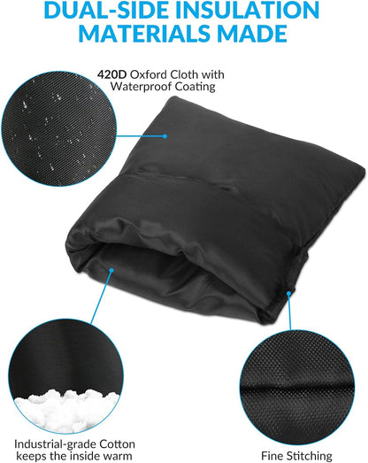2Pack Outdoor Faucet Covers for Winter,8.3" H x 6.7" W Hose Bib Covers for Winter Freeze Protection, Outside Spigot Cover Insulated Waterproof Water Pipe Protector (Black-2Pack)