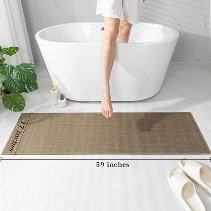 chakme Bathroom Rugs Mat 24x17, Ultra Thin Non Slip Bath Mat Small Quick Dry Absorbent Bath Mat for Bathroom Floor, (Dark Beige, 24"x17")