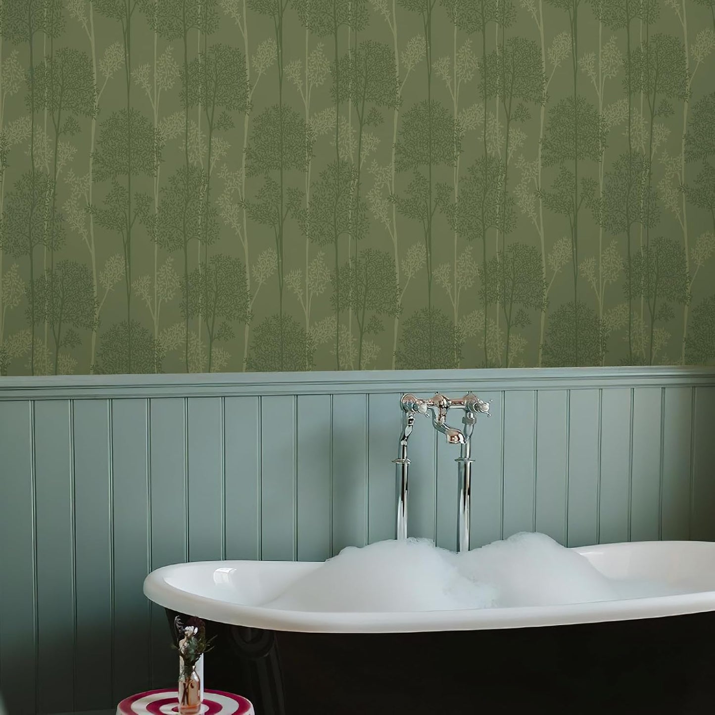 JiffDiff Warm White Self Adhesive Wallpaper with Waterproof, Farmhouse Removable Peel and Stick Wallpaper for Bathroom and Cabinets Decor, Botanical Renter Friendly Contact Paper 17.3" X 120"