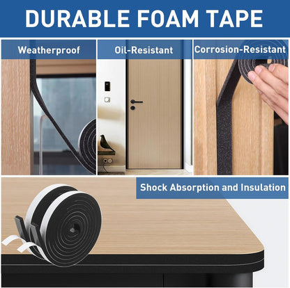 TamBee Weather Stripping Foam Tape 1/2 Inch Wide X 1/2 Inch Thick,High Density Foam Strip Self Adhesive Weatherstrip Insulation Foam Rubber Seal Strip 13 Ft(2 Rolls of 6.5 Ft Long Each)
