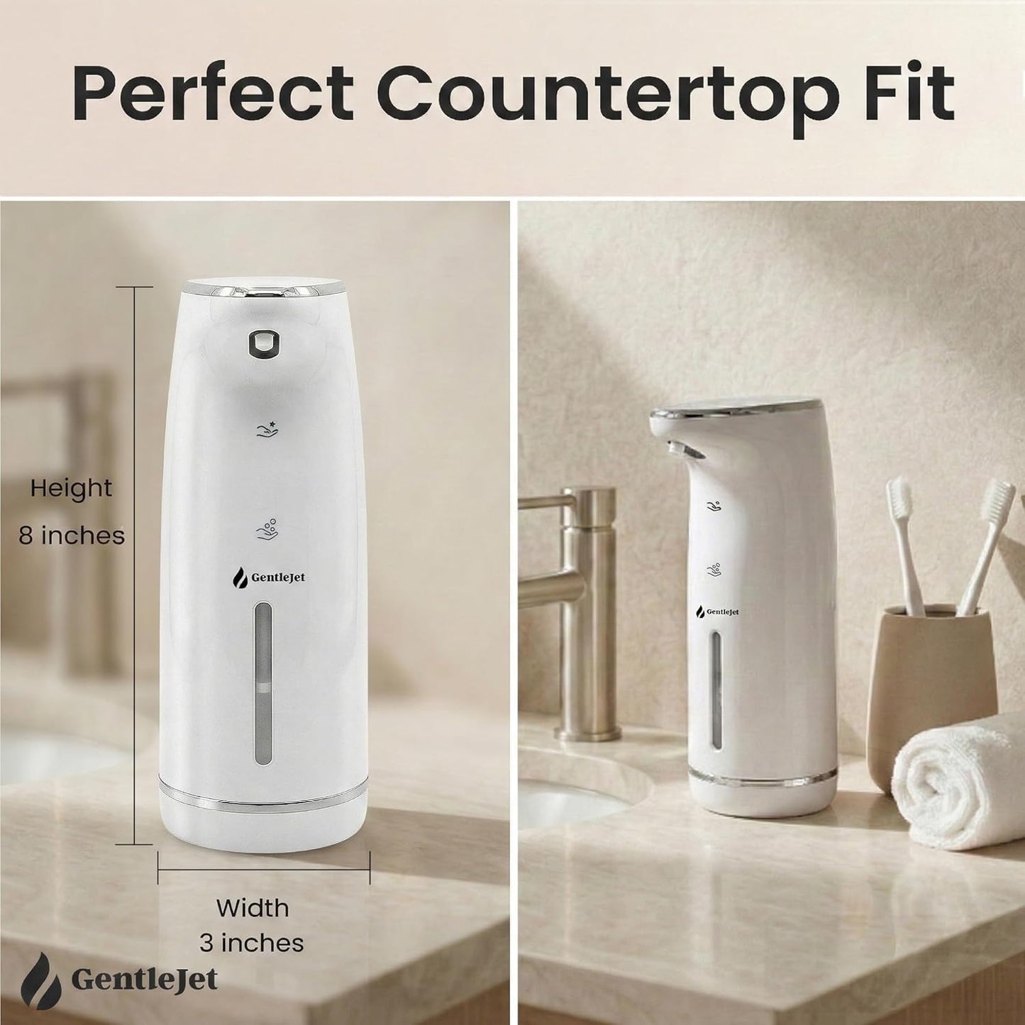 GentleJet Cloudfoam Automatic Foaming Soap Dispenser – Touchless Foam Dispenser for Kids & Family, Soft Rich Foam, USB-C Rechargeable, No-Clog Design, IPX5 Waterproof, 320 ml