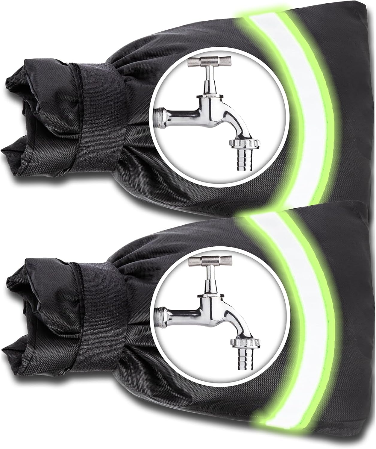 SPORTYOUTH Outdoor Faucet Cover for Winter Freeze Protection, 2 Packs Thick 7.09''W x 9''H Water Socks Pipe Insulated Waterproof Hose Bib Spigot Backflow Cover