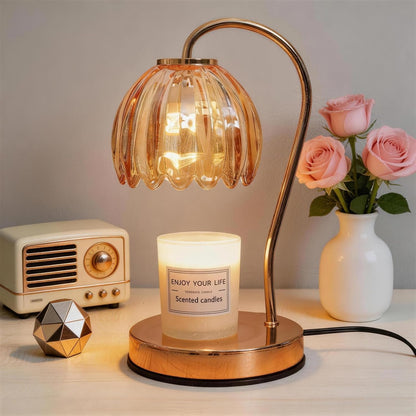 Electric Candle Warmer Lamp with Timer & Dimmer, Gray Tulip Lampshade | For Scented Jar Candle, 2 Bulbs Included, Birthday Gift for Women, House Warming Gifts, Home Office Apartment Decor