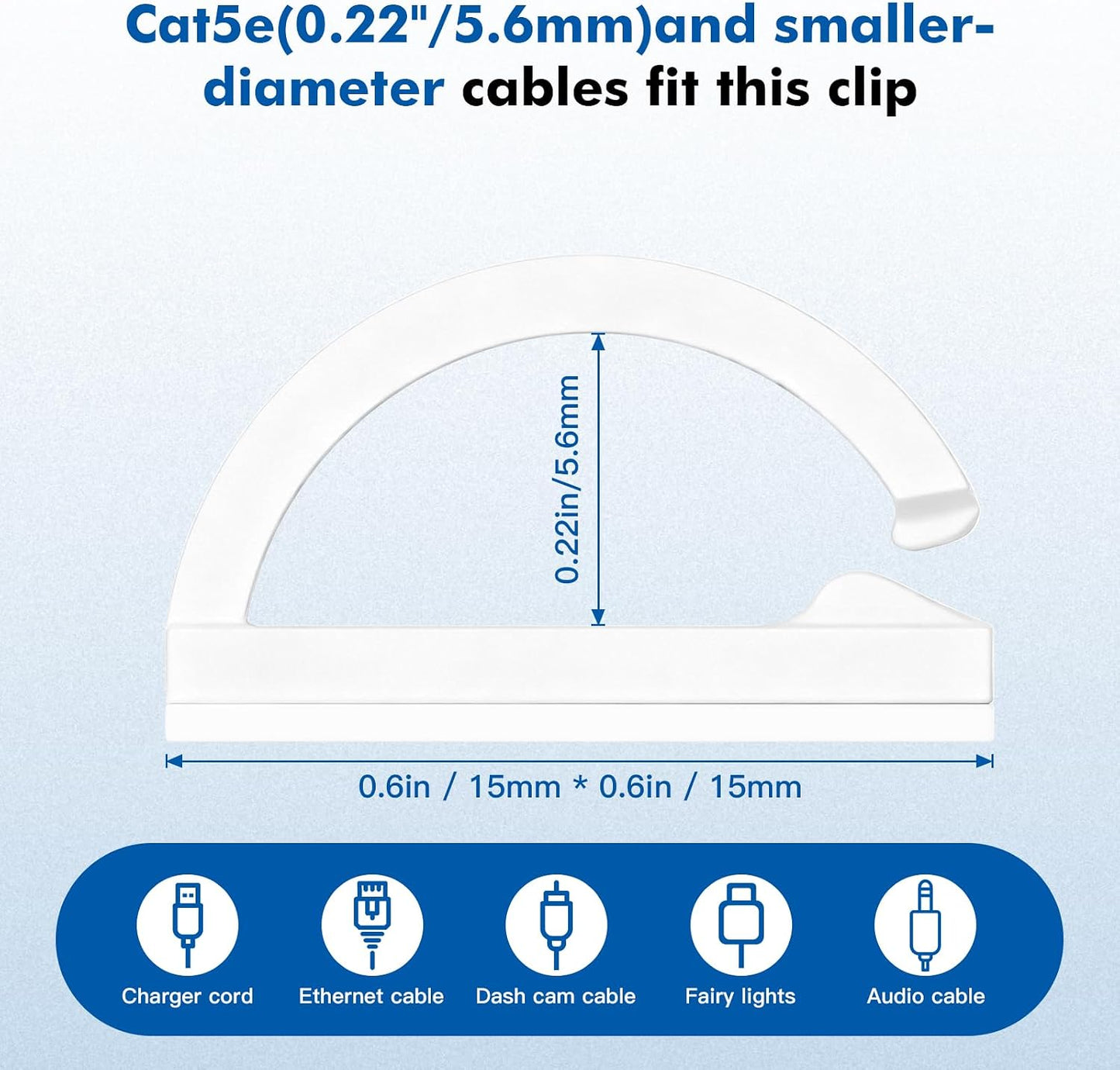 60Pcs Adhesive Cable Clips, Black Small, Cord Holder, Cord Clips for Dash cam, Ethernet Cable, Christmas Lights, USB, Phone Chargers, The Wall, Desk, nightstand, Car