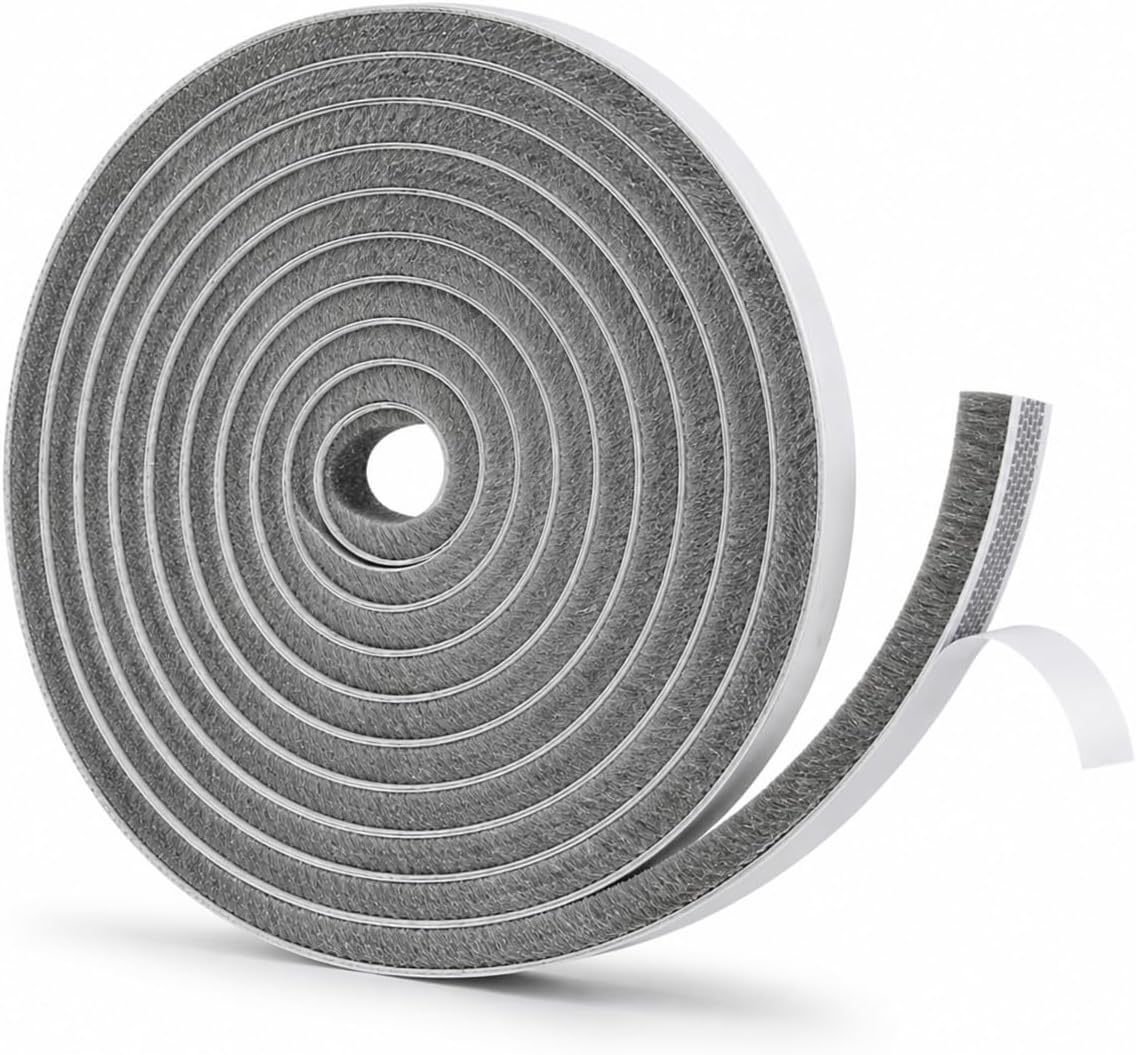Self-Adhesive Door Draft Stopper & Weather Stripping Door Seal – Gray, 33 Ft x 0.35" Wide x 0.35" Thick Foam Seal Strip – Draft Blocker, Noise Reduction, Insulation