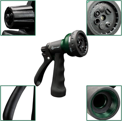 AUTOMAN Garden Hose Nozzle - 2 Pack, 100% Metal High Pressure Spray Nozzle, Labor-Saving Design, Heavy Duty for Garden Watering, Car Washing, Window Cleaning, Pets Bathing