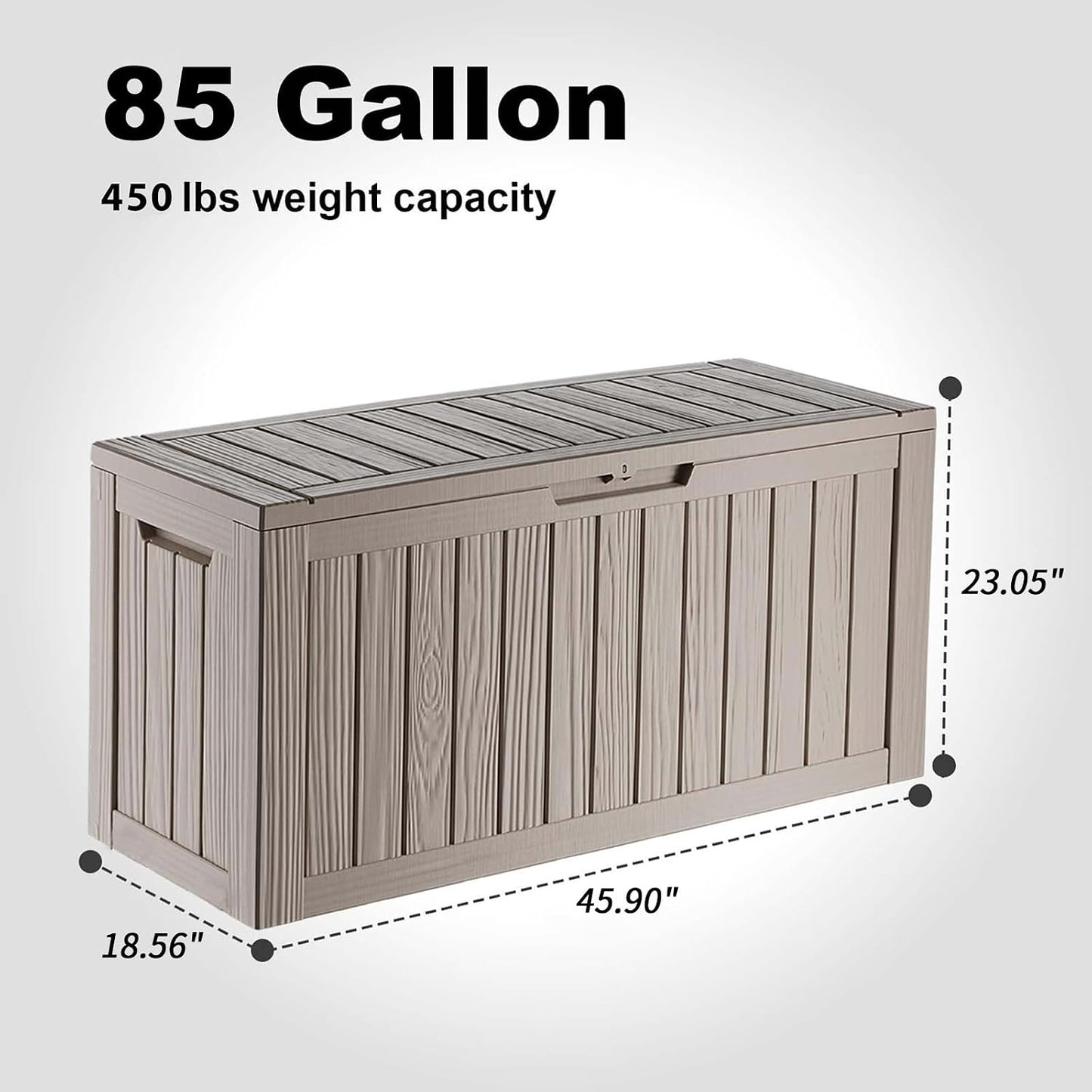 ROJIK 120 Gallon Waterproof Outdoor Deck Storage Box, Lockable Resin Patio Storage Bin with Lid for Garden Tools, Patio Cushions & Outdoor Accessories(Black)