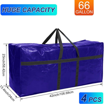 Windyun 4 Pack 57 Gallon Extra Large Moving Bags XXL Heavy Duty Storage Bag with Strong Zipper Handle Jumbo Big Tote Box Foldable for College Dorm Travel Clothes Duffle Blanket Pillow(Red)