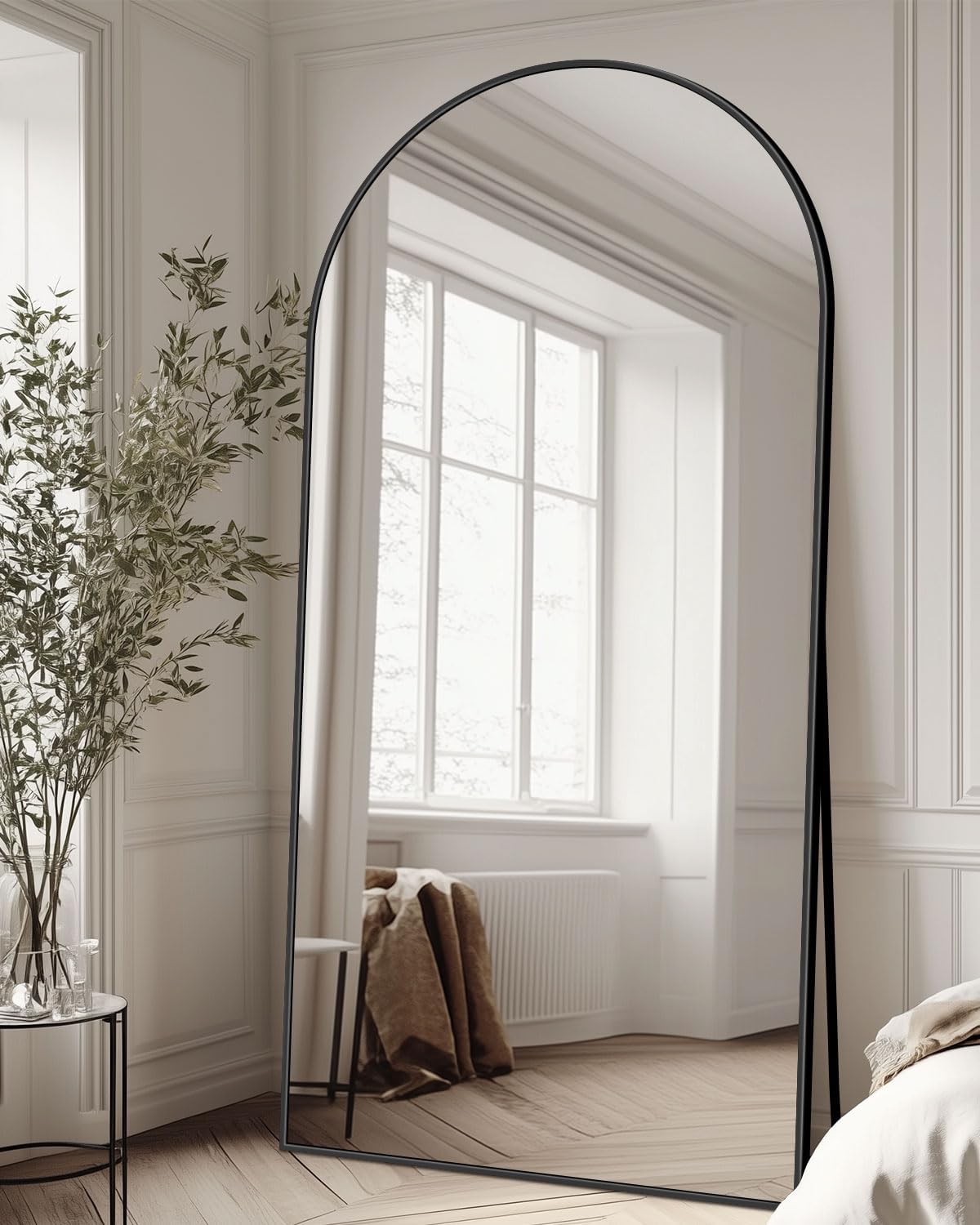 Full Length Mirror with Stand, 71"x28" Arched Full Body Large Stand Up Aluminum Frame Floor Standing Mirror, Freestanding Hanging Leaning Mounted for Bedroom Living Room Entryway Gold
