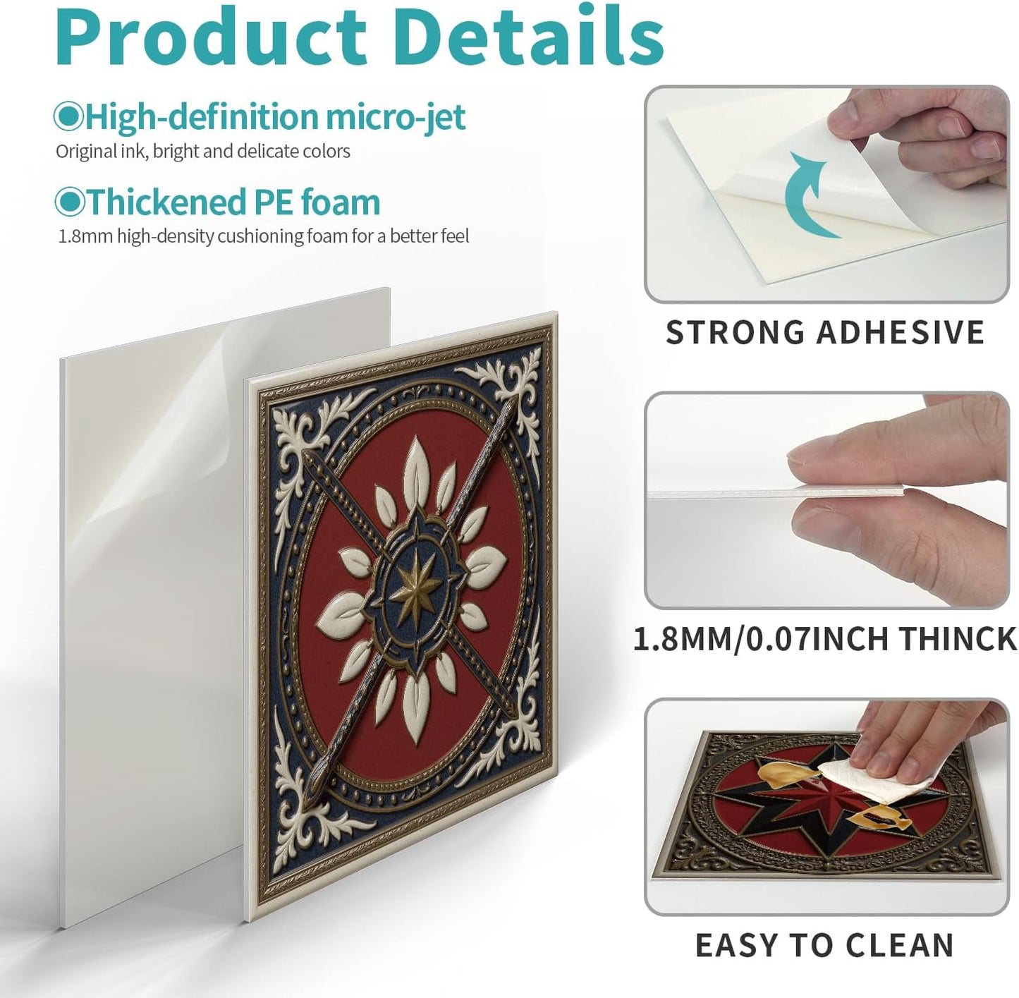 Peel and Stick Backsplash Tile Sticker for Kitchen and Bathroom Walls - 24 Removable 5.9"x5.9" Tiles, Waterproof