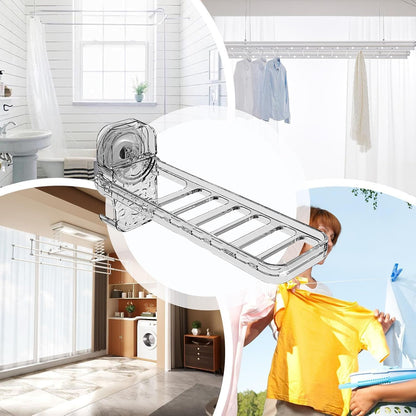 Laundry Drying Rack Wall Mount Clip On Clothes Dryer Bar, 6 Holes, | Clothes Drying Rack for Outdoor Camping, Hotel, Student Apartments, Travel, Hotel Stays, Business Trips, Household