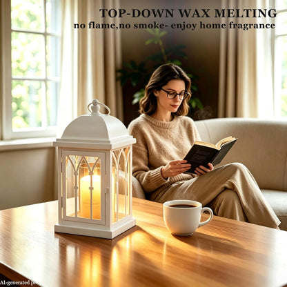 Candle Warmer Lamp with Timer Dimmer,Electric Candle Lamp Lantern Style,Compatible with 3 Wick/Large Candle,Fully Enclosed & Hangable Designed for Family with Pet,Children