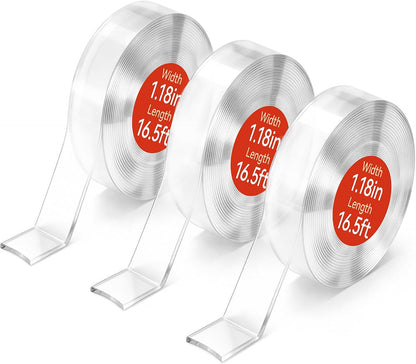 Comix Double Sided Tape Heavy Duty, 1.18" x 120"(10ft), Removable Washable Nano Tape, Residue-Free, Multipurpose Reusable Gel Mounting Tape, 1 Roll