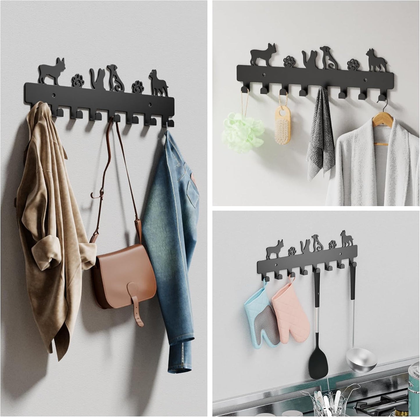 GTK Key Holder for Wall, Key Hooks with 6 Hooks, Wall Mounted Key Holder for Hallway, Self Adhesive Key Rack(White)