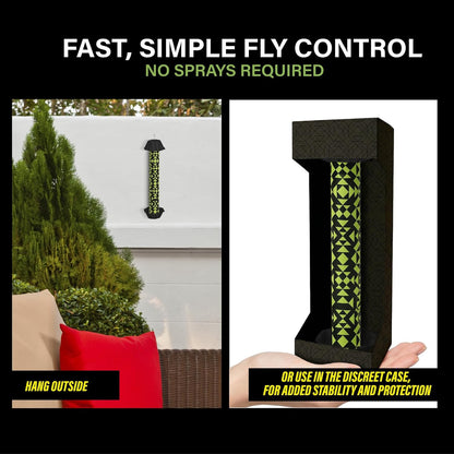 Catchmaster Fly Stick 4-Pack, Sticky Hanging Fly Traps Indoor & Outdoor | High-contrast design attracts and hides flies; Unscented; Captures flies, gnats & insects; Heavy duty glue; Hang or stand