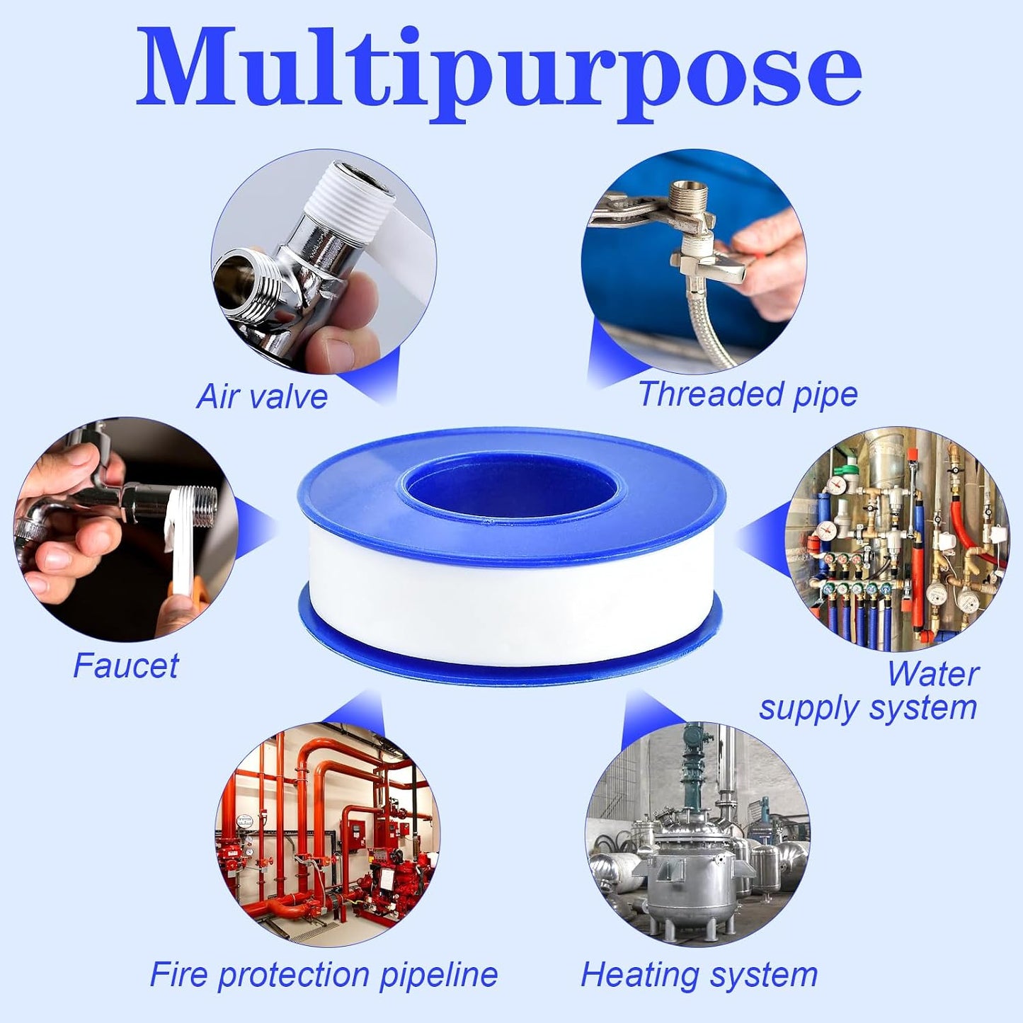 100 Rolls Teflon Tape,1/2 x 520 in Plumbers Tapes, PTFE Tape Waterproof Sealant Pipe Tape for Shower Head,Pipe Reparing,Thread Tape,White
