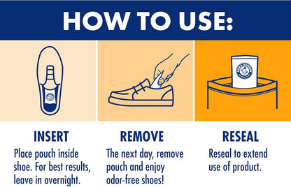 Arm & Hammer In-Shoe Odor Destroying Pouches, Shoe Deodorizer Insert for Reducing Odor and Absorbing Moisture, Smell Eliminator for All Footwear, Gym Bags and Work Boots (4 Pouches)