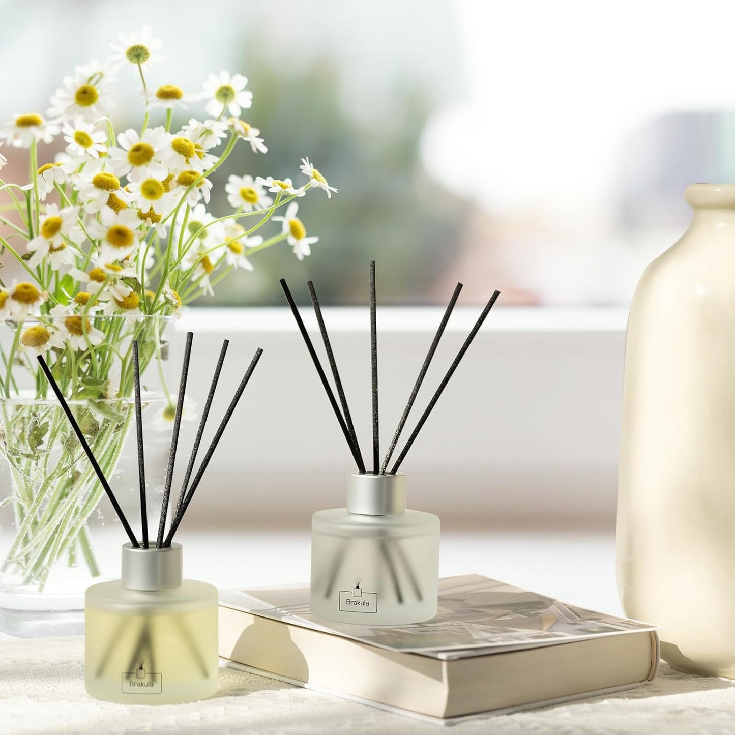 Brakula Reed Diffuser Set, 100ml Black Vanilla Scented Oil Diffuser for Bathroom, Home Fragrance for Living Room, Office