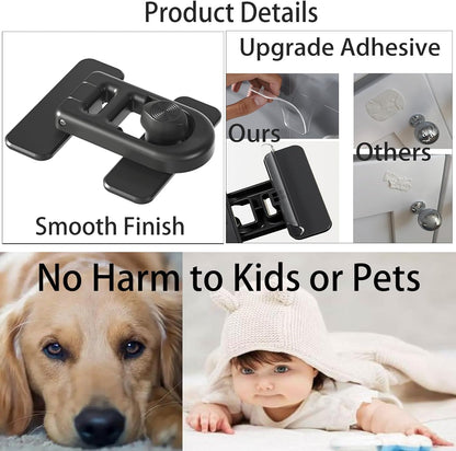 Fridge Lock for RV Camper Refrigerator, 180° Swivel 90 Degree Adhesive Childproof Latch No Drill, Baby Proofing Cabinet Freezer Oven Lock for Toddler Cat Dog, Safety Renter Friendly 2-Pack