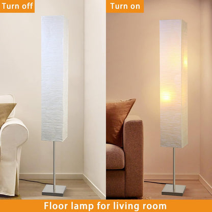 Modern Floor Lamp, Dimmable 3 Levels Brightness Paper Tall Lamp Standing Lamps with Lampshade, 55'' Minimalist Floor Lamps for Office, Kids Room, Reading, Home Decor (White)