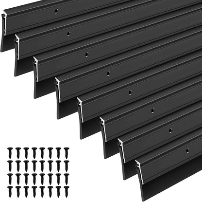 FoldTier 4 Pcs All-Season Door Sweep for Bottom of Door Exterior and Interior, Aluminum Alloy and Rubber, Commercial Weather Stripping Draft Stopper for Threshold Seal (1-3/4 x 36 Inch,Black)