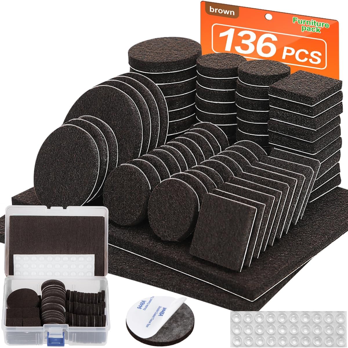 Felt Furniture Pads 300 Pieces, Furniture Pads for Hardwood Floors, Felt Pads for Chair Legs Furniture, Floor Protectors for Furniture Black