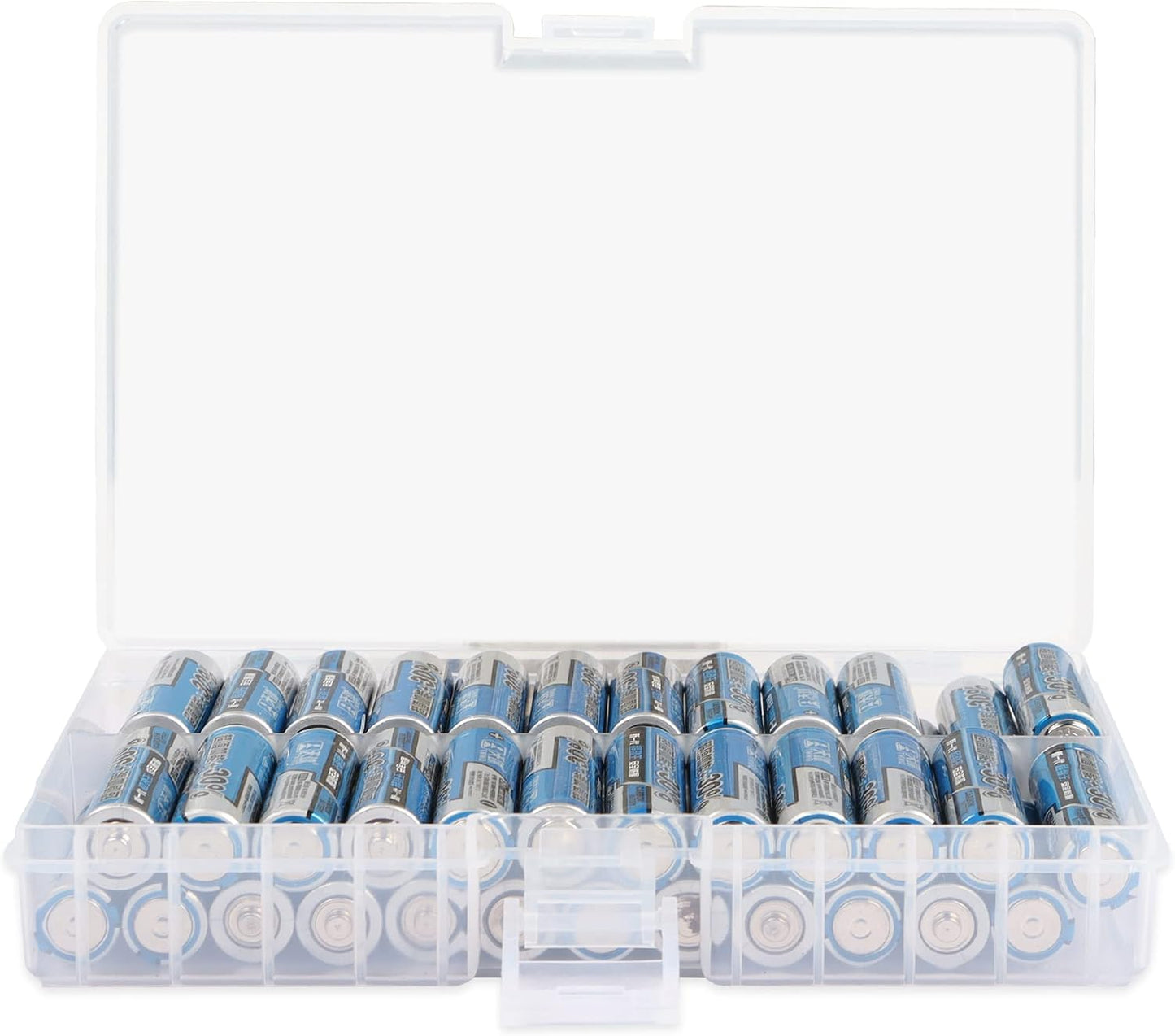 Battery Storage Box,AA Batteries Portable Organizer Box Holds 48 AA Batteries,Insulative Plastic Clear Color