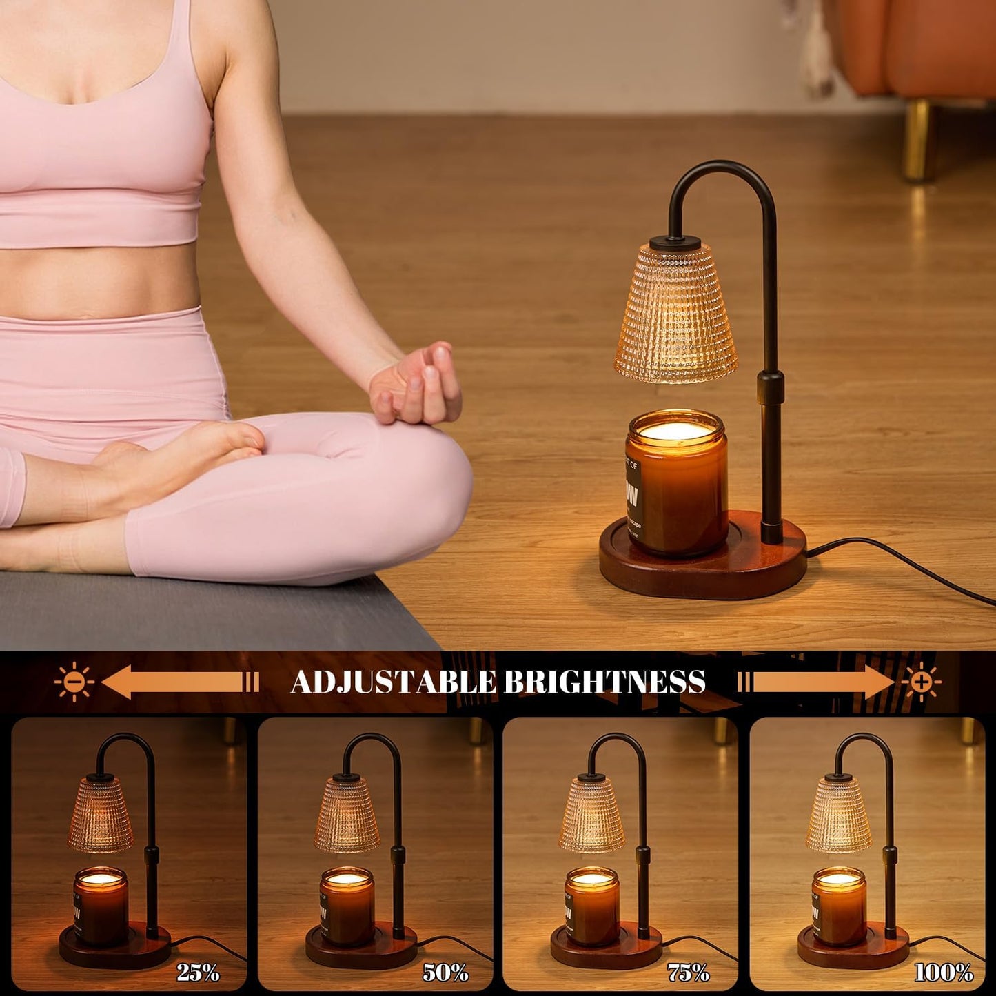 Candle Warmer Lamp,with Timer & Dimmer(3Bulbs),Candle Lamp Warmer Height Adjustable,Gifts for New Home,House Warming Gift,Birthday Gifts for Women/Daughter/Mom/Friend-Black
