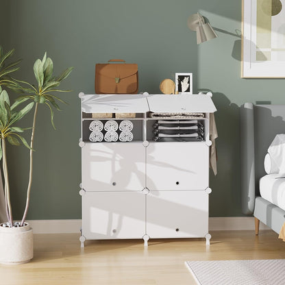 AWTATOS 8 Tiers Shoe Rack Organizer, 32 Pair Shoe Storage Cabinet, White | DIY Stackbale Plastic Shoe Organizer Shelves for Closet Entryway Hallway Bedroom