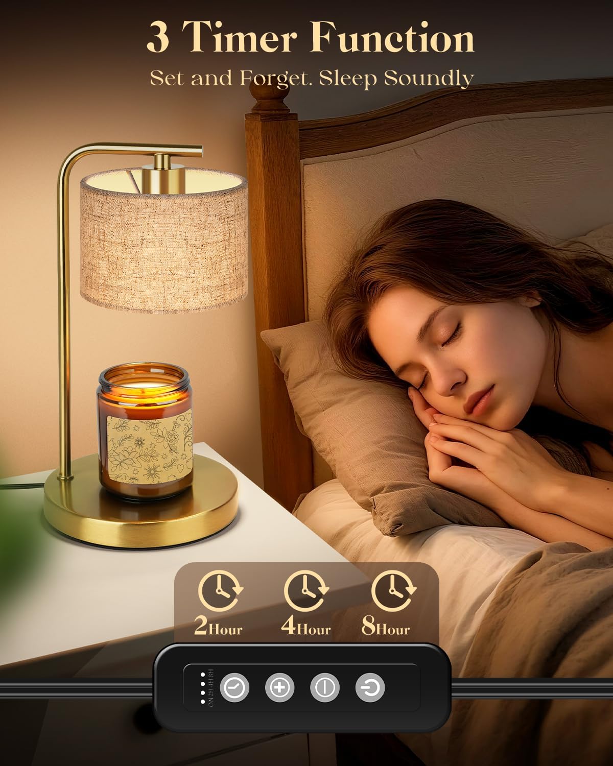 Candle Warmer Lamp with Timer Dimmer, Height Adjustable Modern Farmhouse Candle Warmer, Electric Candle Lamp Warmer with 2 Bulbs, Birthday Gifts for Women Mom, Gift for Home Decor