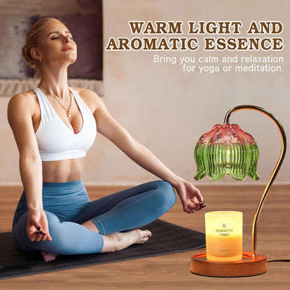 Funistree Flower Candle Warmer Lamp with Timer, Dimmable Candle Lamp Warmer, Christmas Birthday Gifts for Women Mom Her, Housewarming Home Decor, Lotus Wax Warmer for Yankee Candles - Lily Amber