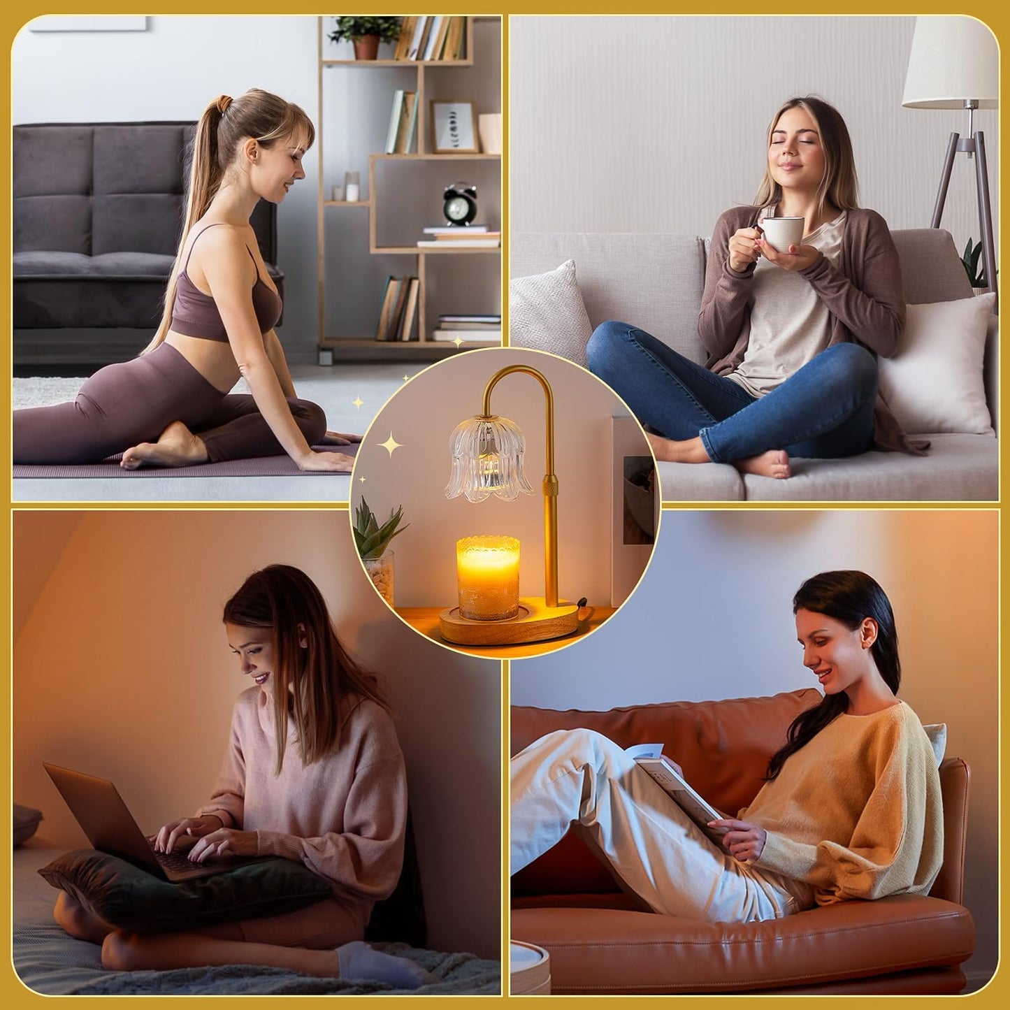CRMILL Candle Warmer Lamp Electric Timer - Candles Warming Light Height Adjustable Dimmable Warmers Flower Lamps No Flame Heat Warm Melt Wax Jar Modern Home Decor Table Lights for Home Living Bedroom