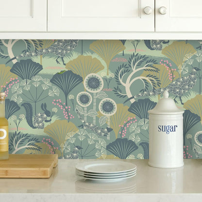Wudnaye Boho Peel and Stick Wallpaper Catus Wallpaper 17.7" x 118.1"Vintage Floral Wallpapers Peel and Stick Botanical Removable Wall Paper Boho Self Adhesive Contact Paper for Bathroom Cabinets