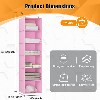 Hanging Closet Organizer 3-Shelf, Oxford Fabric Wardrobe Storage, Gray | Easy-mount foldable design holds clothes, handbags, shoes & accessories; washable Oxford fabric, sturdy and space-saving.