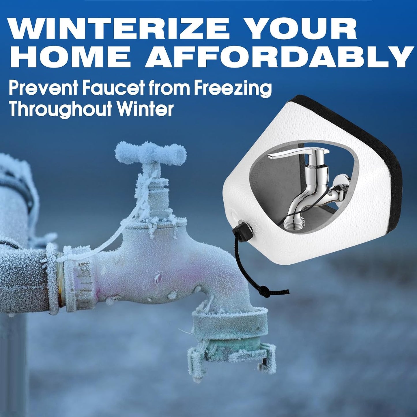 Outdoor Faucet Covers 4 Pack, Foam Insulated Freeze Protector | Reusable Faucet Insulation Covers Protect Outdoor Spigots from Winter Freezing, Cold Weather and Pipe Freeze Damage