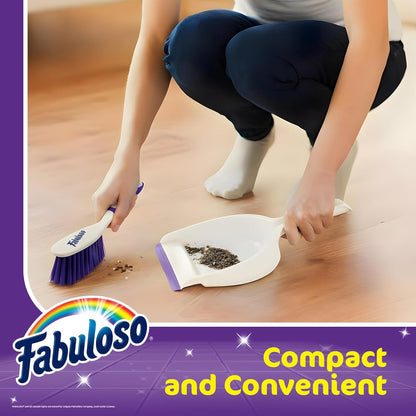 Fabuloso Cleaning Brush, Compact Hand Scrub Brush with Easy Grip Rubber Texture for Kitchen, Bathroom, Tile, Baseboards and Floors, Firm Bristles for Indoor Surface Cleaning, White & Purple, 6 Inch