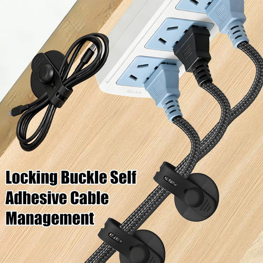 12Pcs Silicone Cable Straps, Self Adhesive Cable Management Under Desk, Reusable Cable Clip, Wire Organizers for Cords, Cord Holder for Home, Kitchen, Office, Bedroom, Car (Black)
