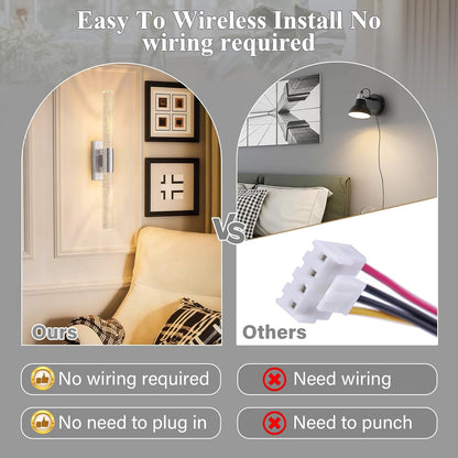 camuucci Battery Operated Wall Sconces Set of 2 Rechargeable Battery Powered Wall Light with 12000mAh Not Hardwired Dimmable Wall Lamp Fixtures for Bedroom Living Room Gold 15.3 Inches