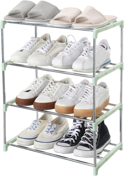 Jucaifu Stackable Small Shoe Rack, Entryway, Hallway and Closet Space Saving Storage and Organization (3-Tier, White)