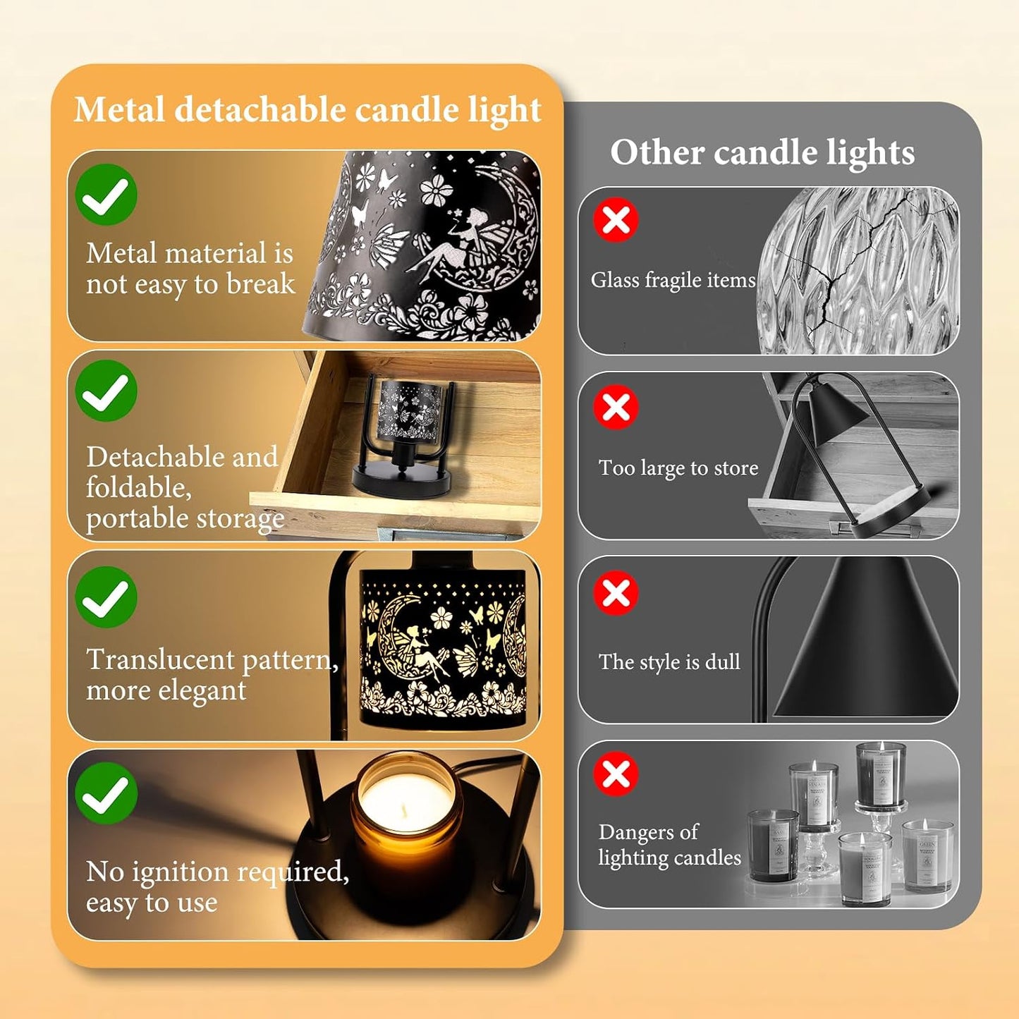 Candle Warmer Lamp Electric with Timer: Wax Melts Warmer - Dimmable Candle Wax Warmer Electric Candle Warmer with Replacement Bulbs, Bedroom Home Decor Compatible with Various Candles-Linen